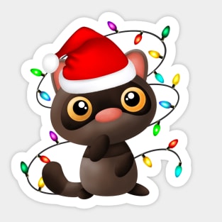 Christmas Santa Ferret Sticker